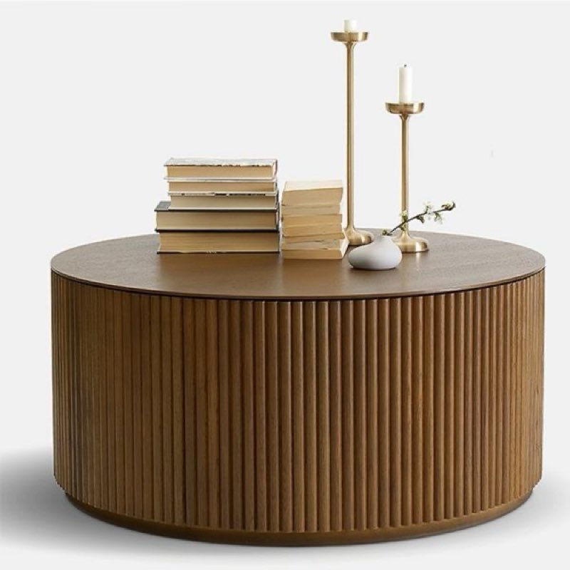 Walnut drum coffee table
