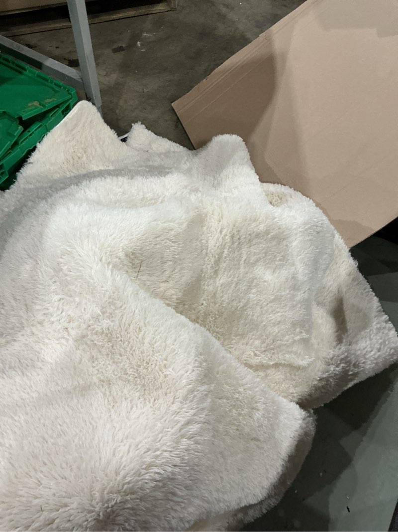 Condition photo showing As Is for ophanie white rugs for bedroom fluffy,nursery soft fuzzy shag plush shaggy bedside area rug, living room carpet for girls kids baby teen dorm home decor aesthetic we don,t know the measurement