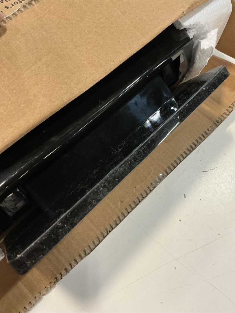 Condition photo showing As Is for renovators supply manufacturing plastic soft close toilet seat elongated quiet-close lid, contoured seat, easy to install and clean, grip-tight bumpers with adjustable mounting hardware, black