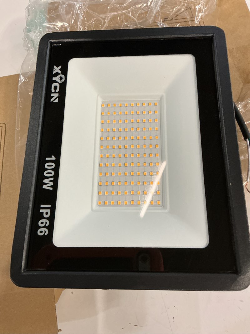 Condition photo showing Good Condition for 2 pack 100w led flood light,3000k warm white outside flood light, 11500lm super bright outdoor security lights, ip66 waterproof floodlight for yard,playground,garage, garden, lawn