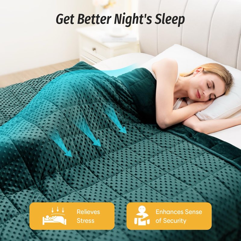 Wemore Minky Dot Weighted Blanket for Adults Queen Size 12 lbs, Soft Cozy Heavy Blanket for Bed and 