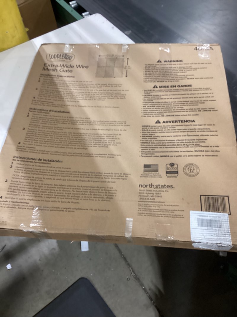 Condition photo showing As Is for Wide Wire Mesh Pet Gate-Color:White