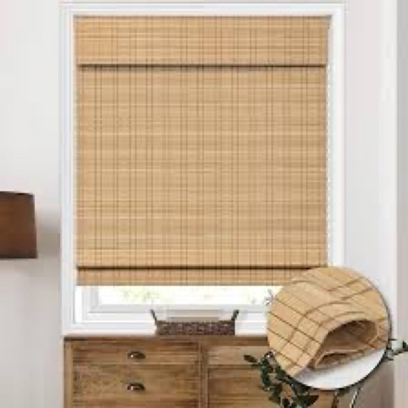HIDODO Cordless Bamboo Roman Shades, Light Filtering Bamboo Shades Blinds Window Treatment Roll Up B