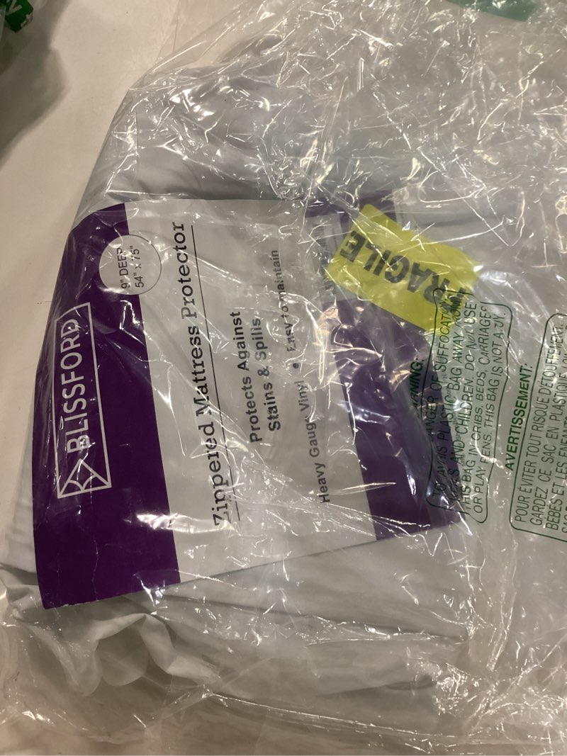 Condition photo showing New/Like New for BLISSFORD Plastic Mattress Protector Zippered Full, Waterproof Vinyl Mattress Cover, Heavy Duty Noiseless Mattress Encasement Full (54" x 75") 9" Drop