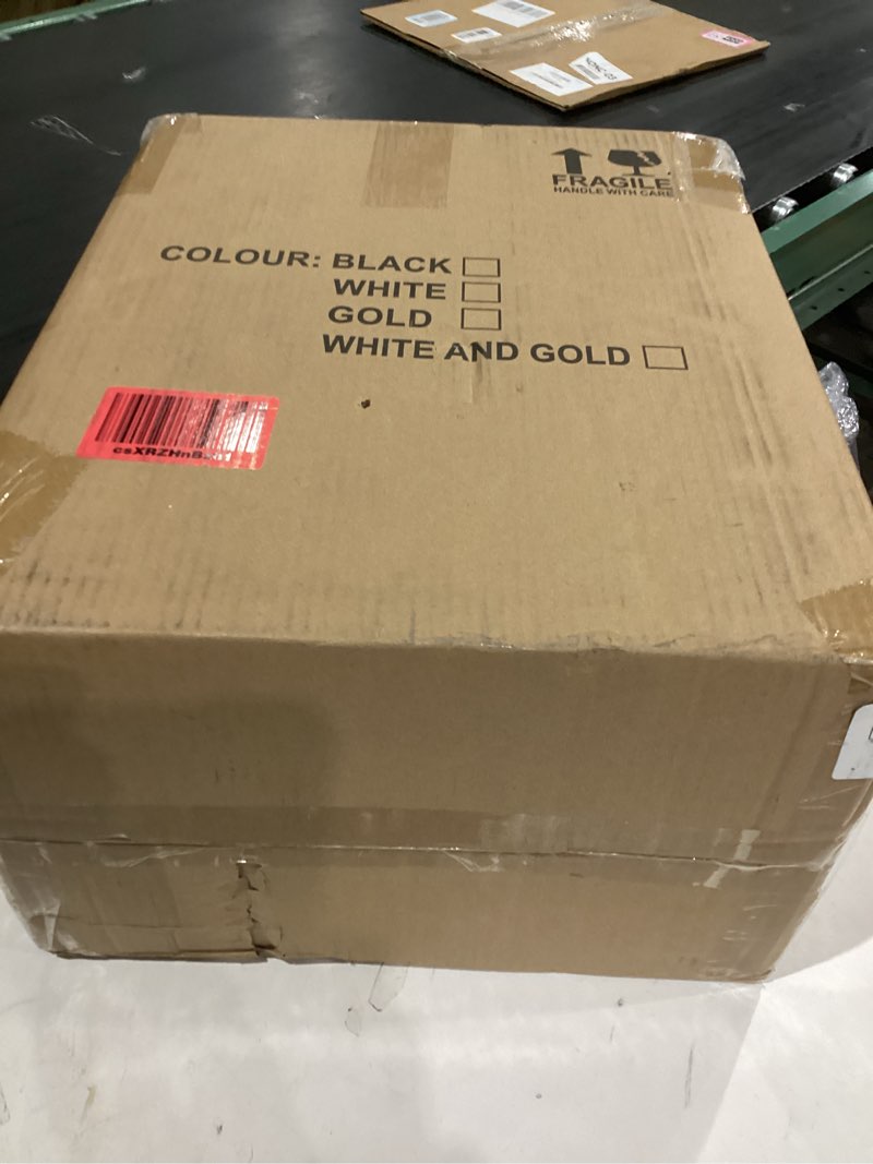 Condition photo showing As Is for YJ Home Larger Faux Deer Head - Rustic Wall Decor Deer Antlers,Faux Taxidermy Animal Head Wall Decor - Handmade Farmhouse Decor (White haed gold antlers, 27.5''Wx20''H) White haed gold antlers 20"L x 14"W