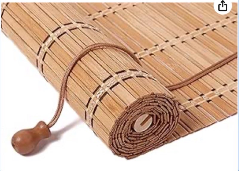 Bamboo roll down window shade