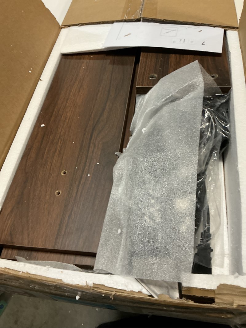 Condition photo showing Good Condition for TIQLAB 9.1 Inch Narrow Console Table with Power Outlet,Sofa Table Set of 2?Total Length 94'' Sofa Table Behind Couch?for Entryway&Living Room, Black Walnut 9.1''D x 94''L x 31.5'' Black Walnut