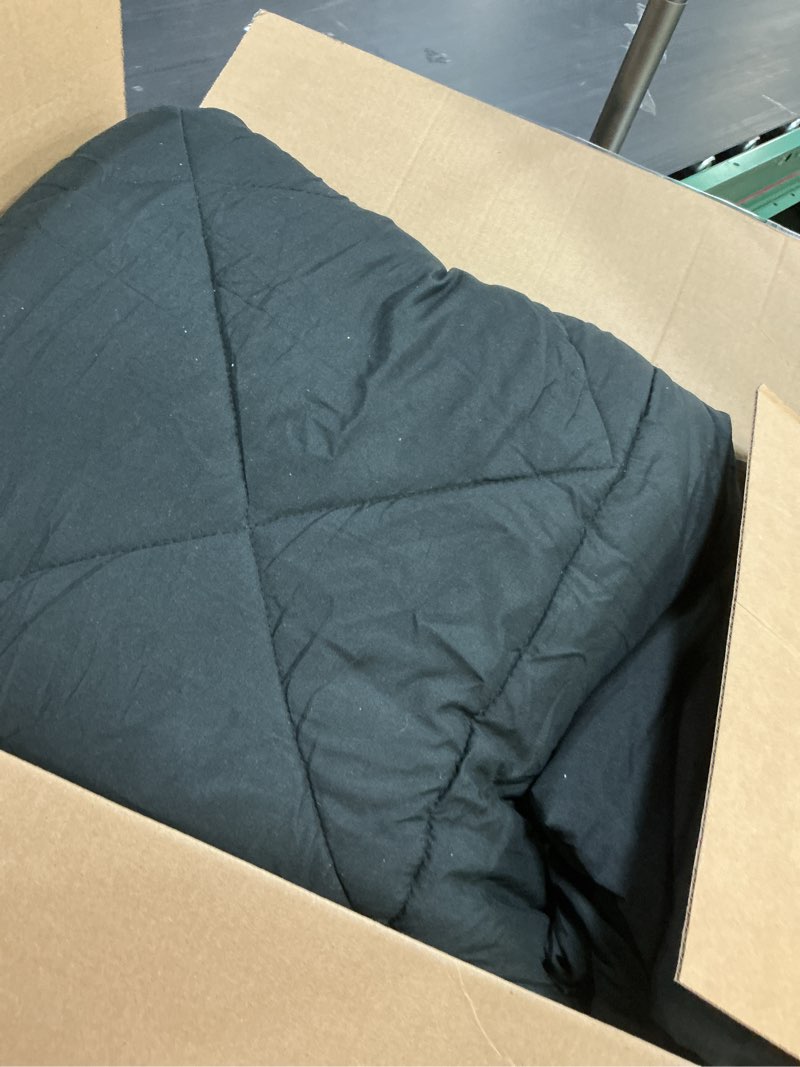Condition photo showing Good Condition for Love's cabin Queen Comforter Set Black, 7 Pieces Queen Bed in a Bag, All Season Bedding Sets with 1 Comforter, 1 Flat Sheet, 1 Fitted Sheet, 2 Pillowcase and 2 Pillow Sham Queen Black