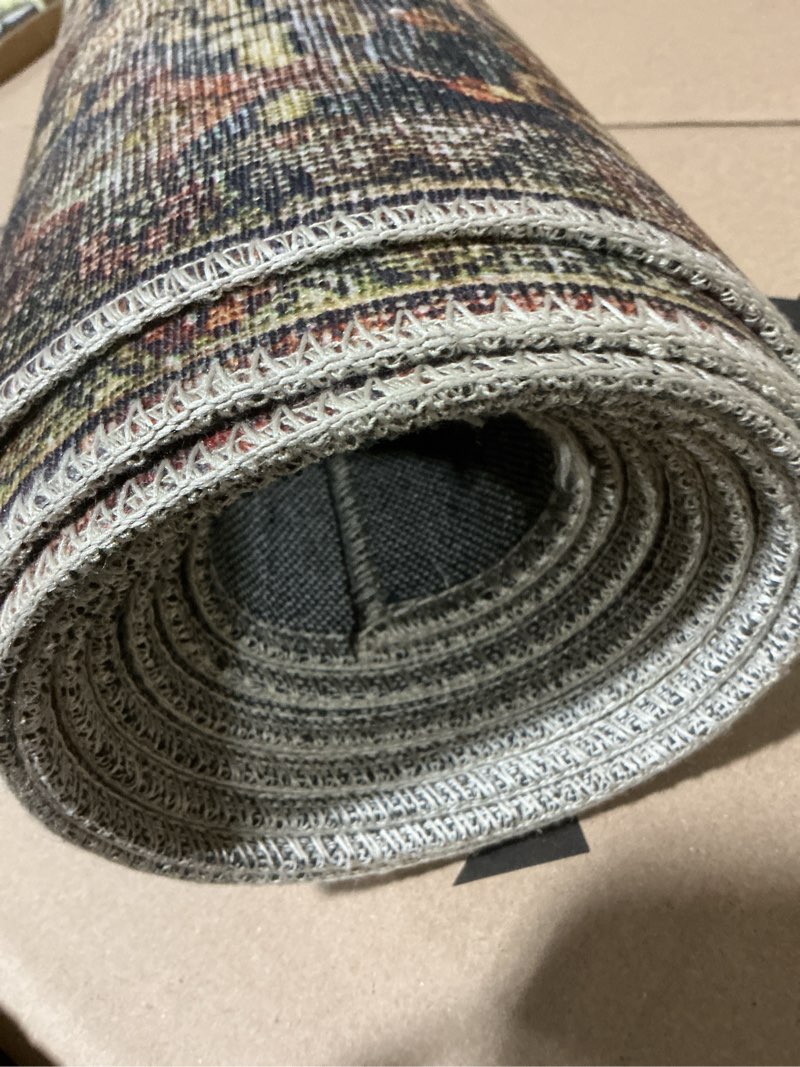 Condition photo showing Good Condition for loloi layla collection lay-02 spice/marine 2'-6" x 12'-0" .13" thick runner rug, soft, durable, vintage inspired, distressed, low pile, non-shedding, easy clean, printed, living room rug 2'6" x 12' (rectangular) spice / marine