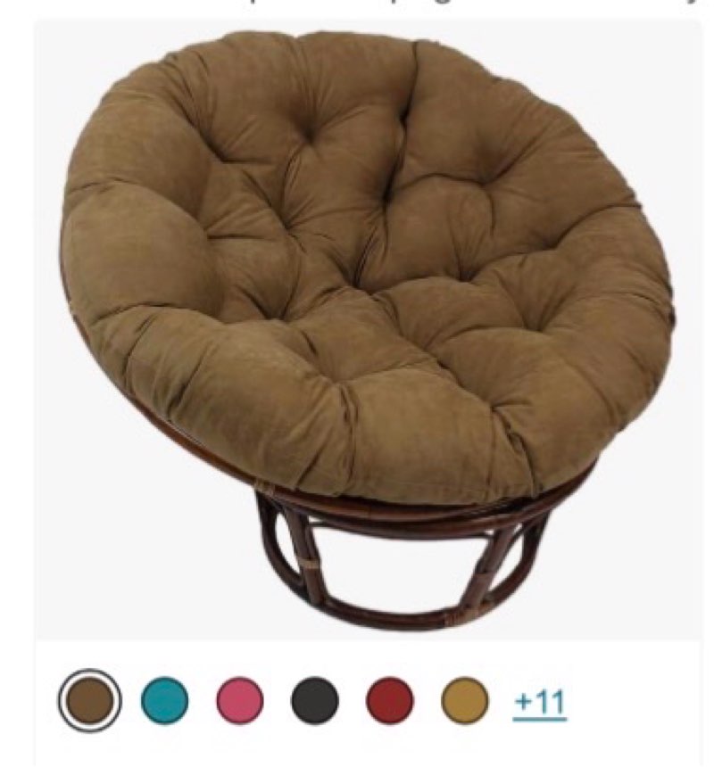 blazing needles solid microsuede papasan chair cushion, 52" x 6" x 52", camel 52 in x 6 in x 52 in camel