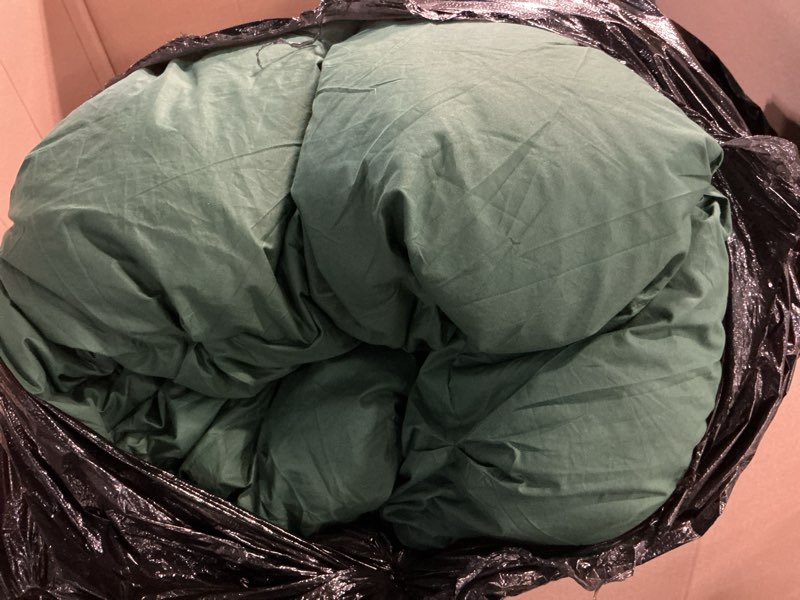 Condition photo showing As Is for unikome pinch pleat goose feather down comforter - 20% extra fill, 108oz, all season duvet insert with 100% cotton cover, cloud-like fluffiness (king, green,106"x90") pinch pleat-green king