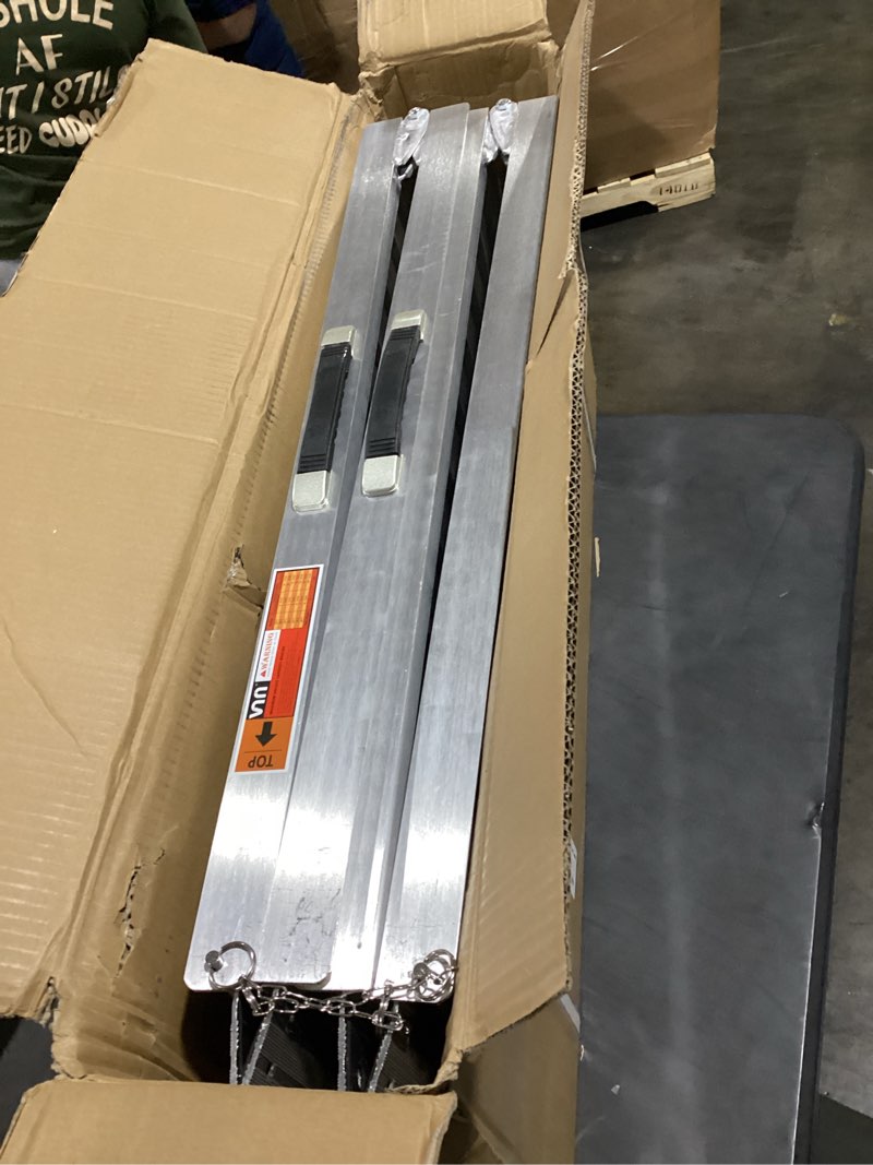 Condition photo showing Good Condition for vnn portable wheelchair ramp 6ft, seamless non-slip aluminum ramps for wheelchairs for home, handicap wheelchair ramps for home steps, aluminum loading dock plates, doorways