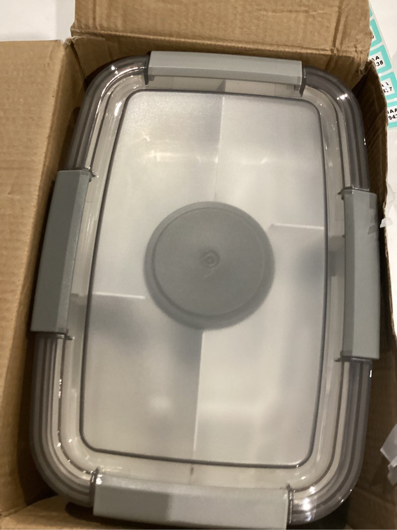 Condition photo showing Good Condition for Cherrysea 2Pack Salad Lunch Container, 68oz Salad Bowls with 4 Compartments Tray,Leak Proof Lunch Box with Fork for Men,Women BPA-Free Snack Container with Sauce Container for Dressings-Grey 2Pack-Grey 68OZ