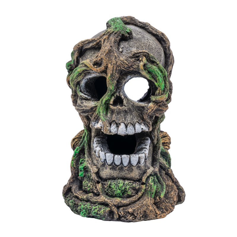 GloFish Skull Aquarium Ornament, Detailed Décor Hideaway For Fish Tanks