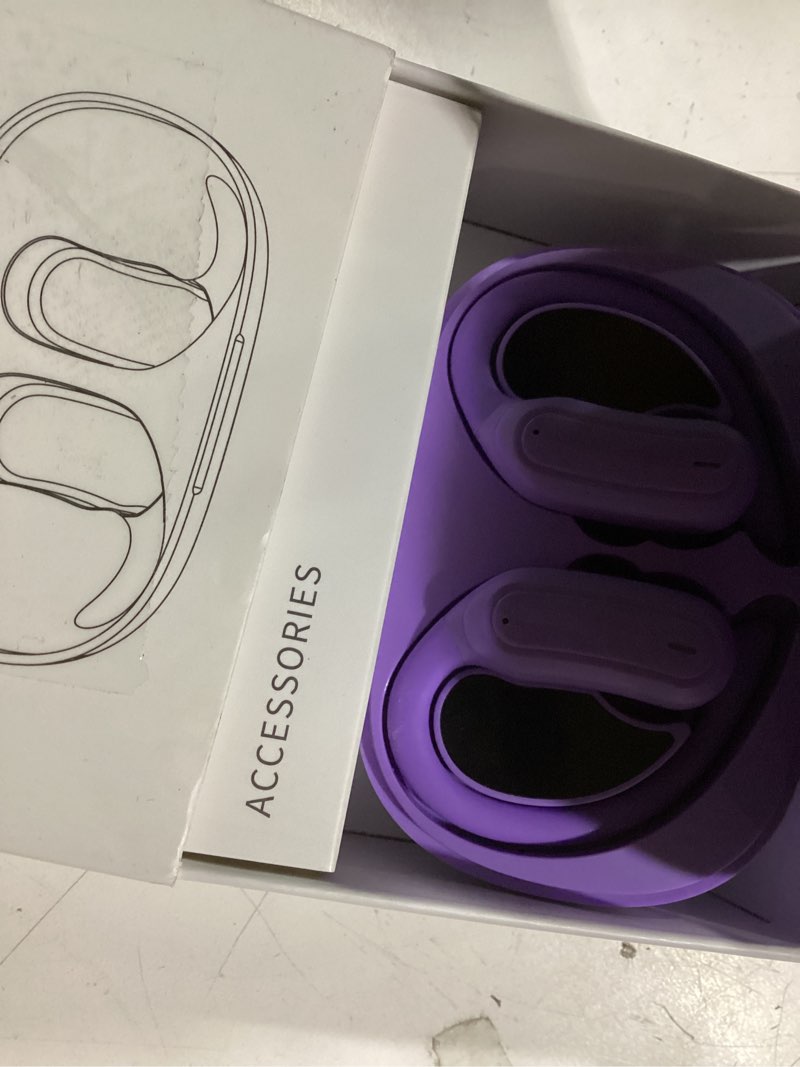 Condition photo showing New/Like New for wireless earbuds, bluetooth 5.4 headphones, true wireless stereo sound earphones with noise cancelling mic, fast charging, ipx7 waterproof, comfort fit ear buds for sports/workouts/travel (purple)