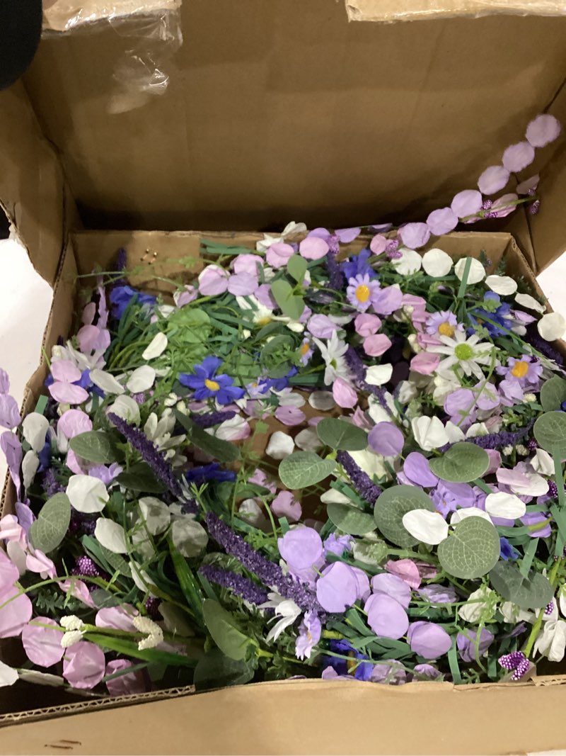 Condition photo showing Good Condition for 24 inches spring wreaths for front door blue spring door wreath summer floral wreath with wildflower white sunflower for porch indoors outdoor window home decorations