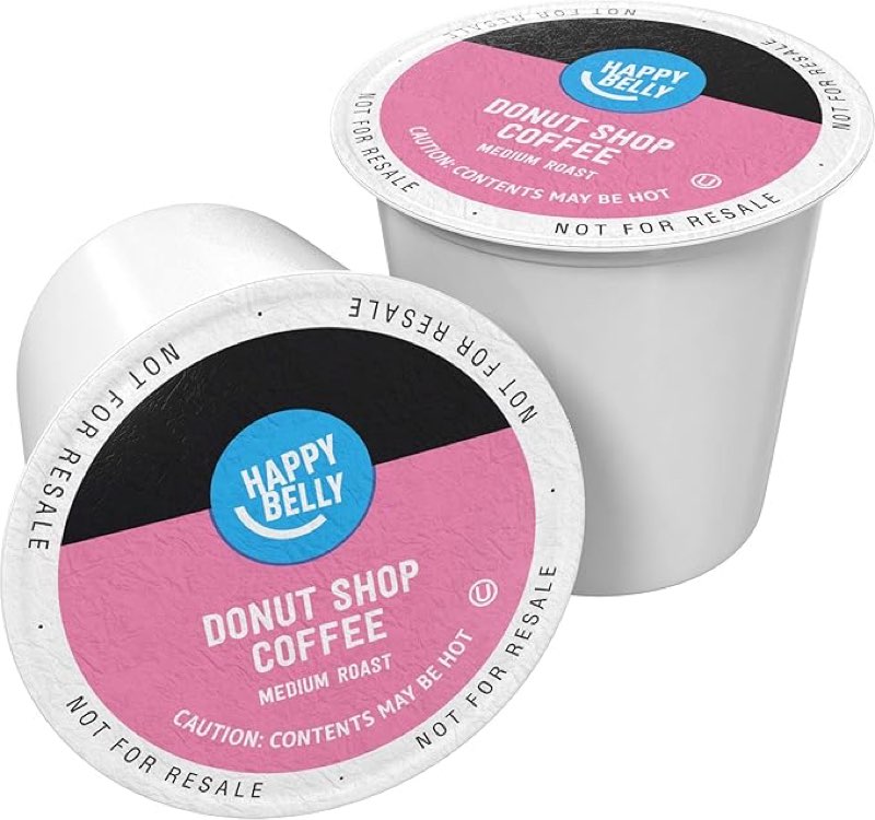 best by:8/5/2026 amazon brand - happy belly medium roast coffee pods, donut style, compatible with keurig 2.0 k-cup brewers, 100 count