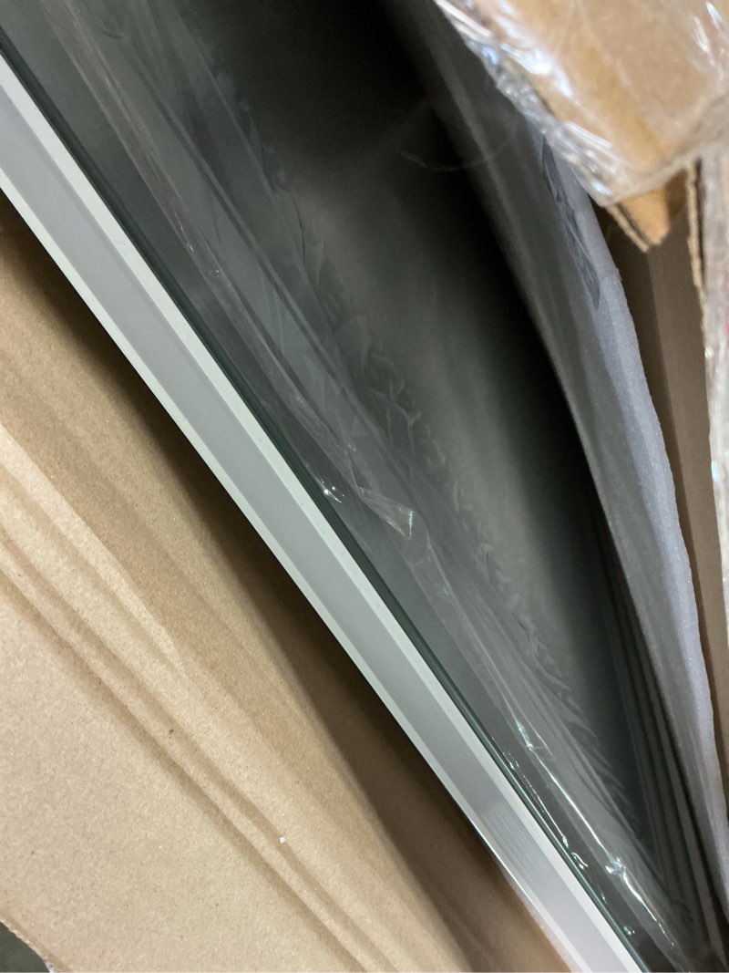 Condition photo showing Good Condition for Lighted Mirror, 30x36 Inch Gradient Front and Backlit LED Mirror, 3 Colors Dimmable CRI>90 Double Lights, IP54 Enhanced Anti-Fog, Hanging Plates Wall Mount LED Bathroom Mirror Front and Backlit 36"L x 30"W