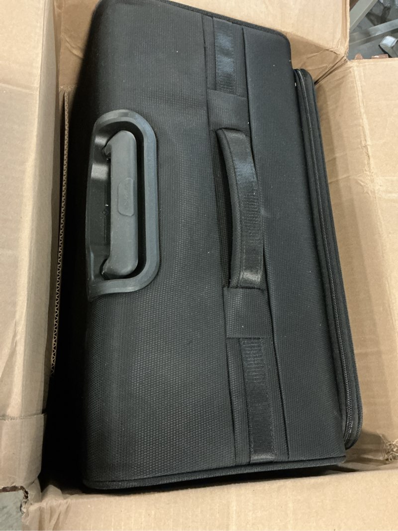 Condition photo showing As Is for Samsonite UpLIFT Lightweight Large Checked Softside Luggage with Spinner Wheels - Expandable - Airline-Approved, Polyester Soft Suitcase for Ultra Light Travel - Black Large Checked Black