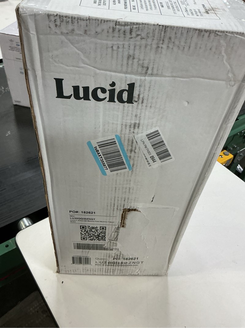Condition photo showing New/Like New for LUCID 3 Inch Gel Memory Foam Mattress Topper, Queen size – 5 Zones – Cooling Gel Infusion – CertiPur Certified Foam 3 Inch Queen Gel