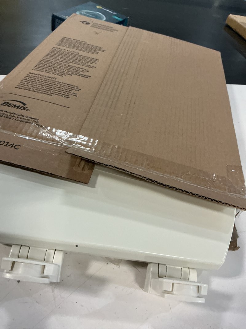 Condition photo showing Good Condition for bemis 500ec durable wood toilet seat with easy clean hinges, made in usa, round, biscuit biscuit round