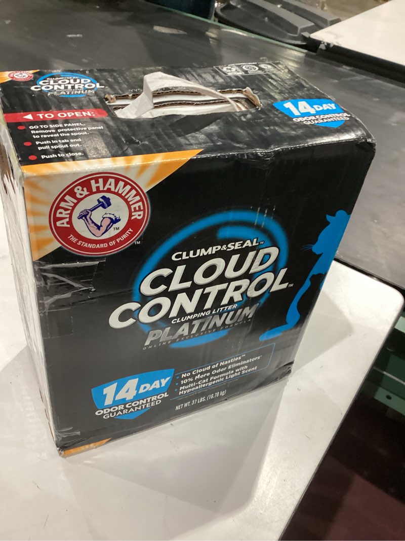 Condition photo showing New/Like New for arm & hammer cloud control platinum clumping cat litter odor control, 37 lbs. 37lb – frustration free pack cloud control platinum clumping litter