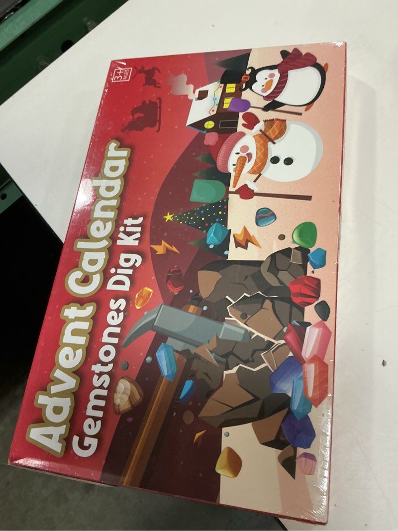 Condition photo showing New/Like New for advent calendar 2025 kids, gemstone dig kit advent calendar - dig up 24 real gemstones, rokcs, and crystals, gem digging kit, gift for girls and boys,