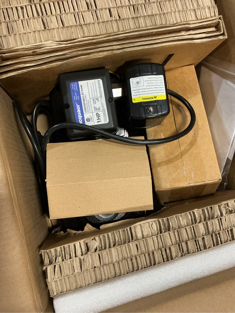 Condition photo showing Good Condition for acquaer shallow/deep well jet pump, cast iron convertible pump with ejector kit, well depth up to 25ft or 90ft, 115v/230v dual voltage, automatic pressure switch,1hp