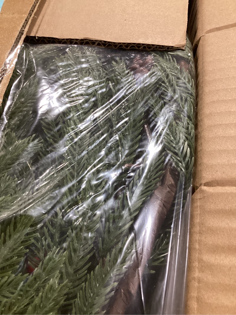 Condition photo showing Good Condition for 9FT Artificial Christmas Norfolk Pine Garland, Real Touch Christmas Garland, Faux Greenery Garland for Mantle Indoor Outdoor Decor