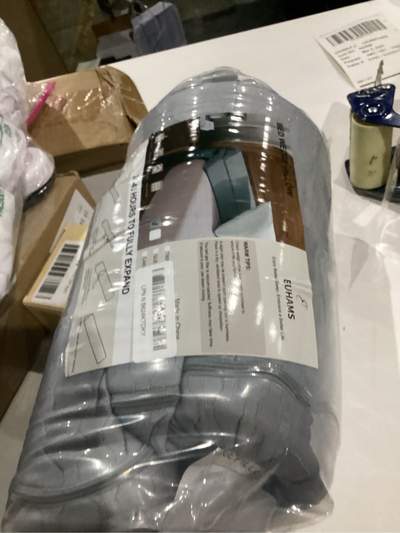 Condition photo showing Good Condition for EUHAMS King Size Bed Wedge Pillow - Bed Gap Filler Mattress Wedge Headboard Pillow Close The Gap 0-7" Between Your Headboard and Mattress or Wall for Sleeping Backrest Pillow (76"x10"x6" Gray) Grey King(10 in x6 in x76 in-Big)