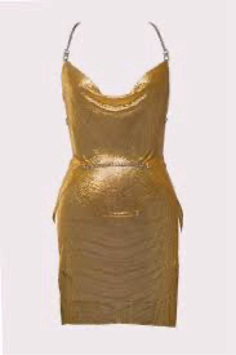 METALIC DRESS GOLD, SIZE MEDIUM.  (Similar stock image ,see additional photos)