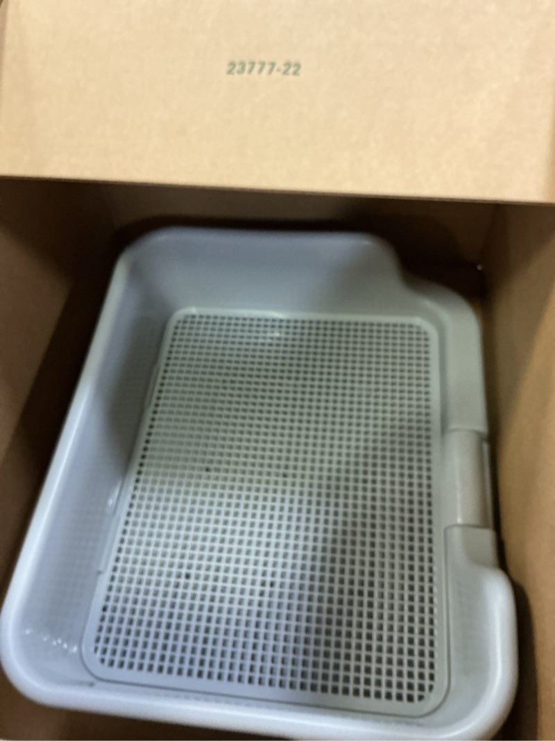 Condition photo showing Good Condition for [dogcharge] indoor dog potty tray – with protection wall every side for no leak, spill, accident - keep paws dry and floors clean (tray only, grey) tray only grey