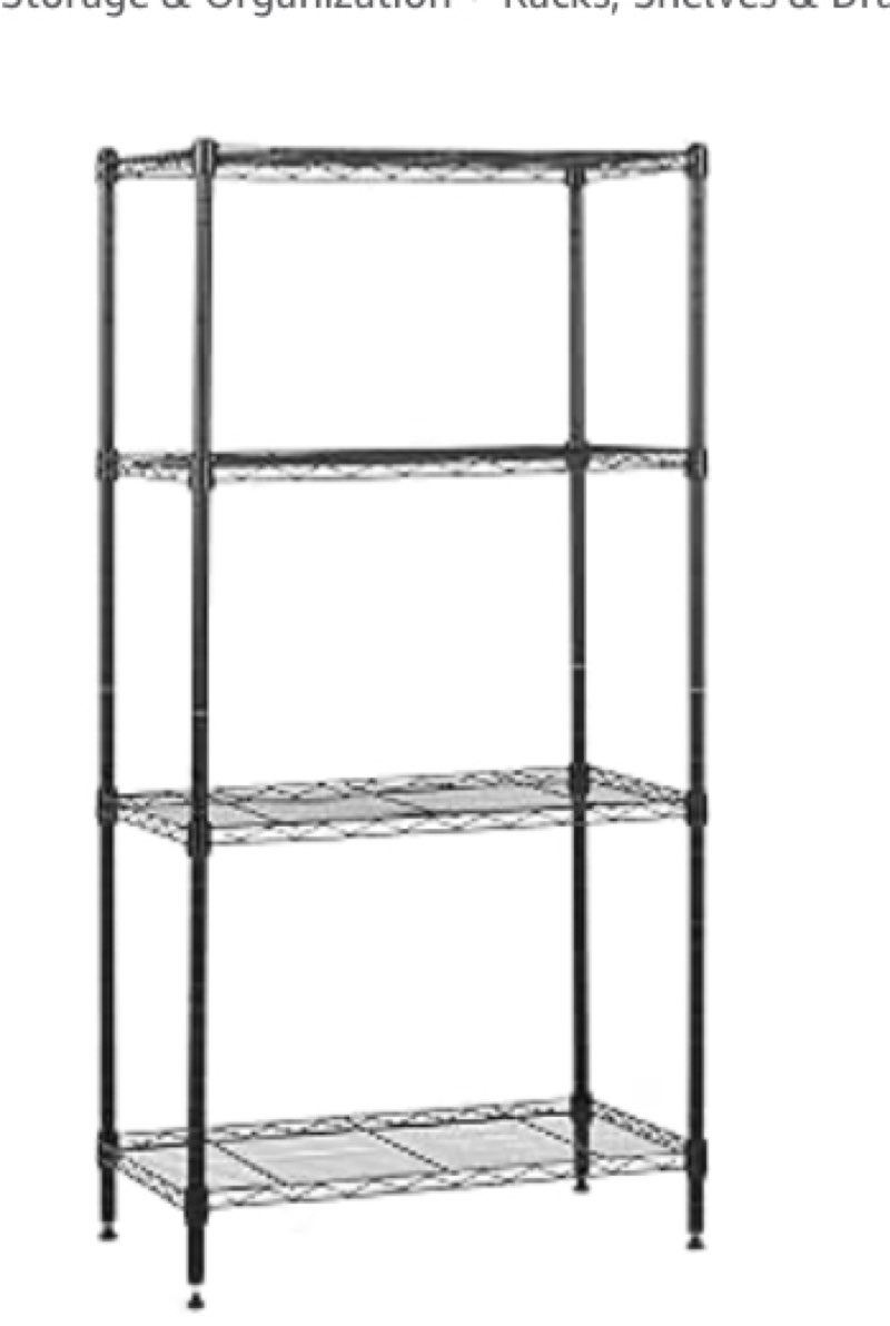 Black metal storage shelf