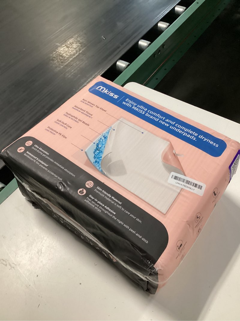Condition photo showing New/Like New for mkiss bed pads with adhesive strip 30"x36", thick absorbent incontinence adults underpads disposable, leakproof pee pads, extra large pet training pads,50 count 30"x36"-50 pads (with adhesive strips)