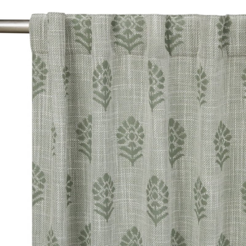better homes & gardens floral block print blackout single curtain panel, green, 50"w x 63"l