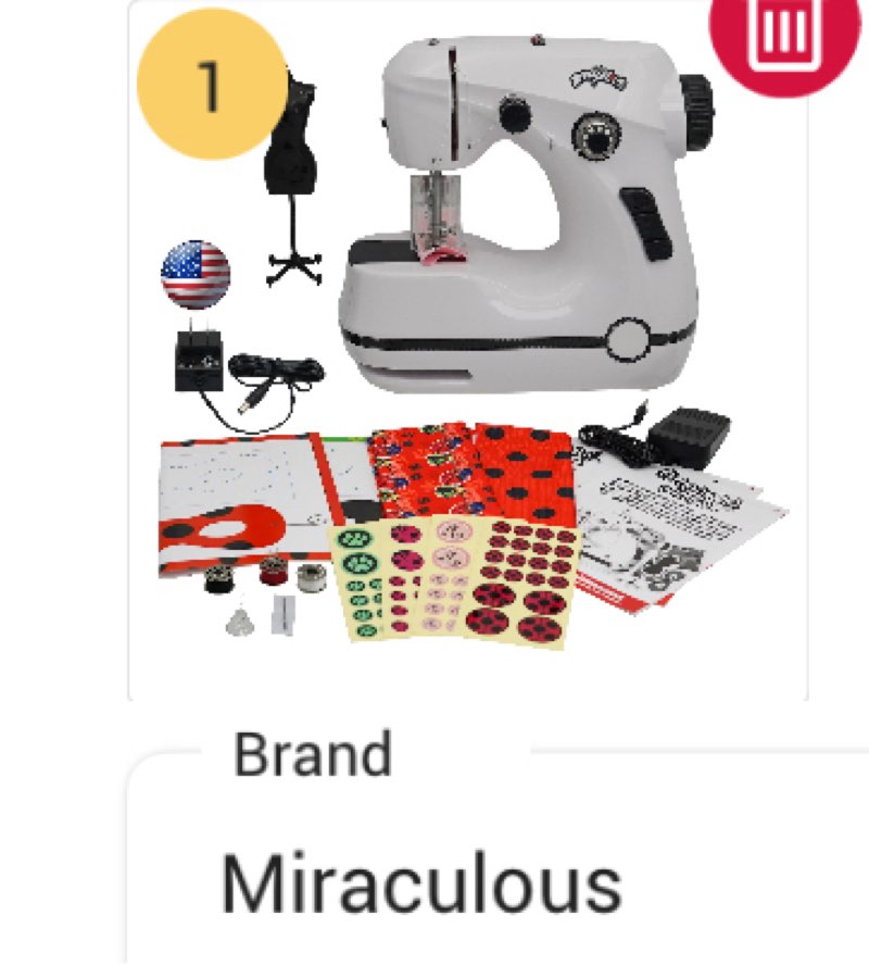 miraculous ladybug - marinette's mini sewing machine for beginners and kids, dual speed portable machine with miraculous fabric, black mannequin, superhero mask cutouts, and foot pedal (wyncor)
