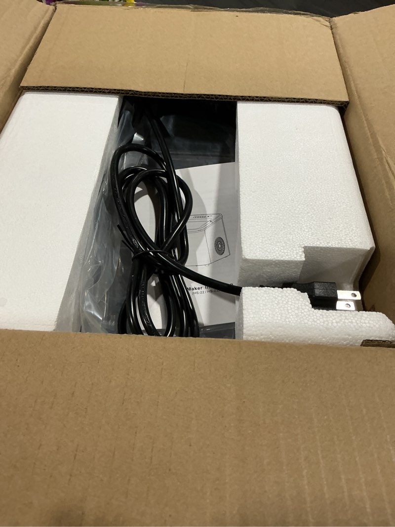 Condition photo showing Good Condition for 38lbs per day countertop ice maker, 9 ice cubes in 3.5 minutes, self-cleaning portable ice machine with 2 bullet sizes for kitchen, camping, rv, and party