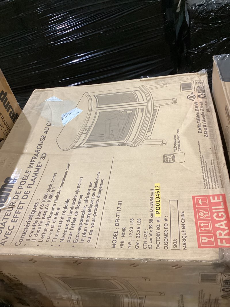 Condition photo showing As Is for duraflame® Infrared Quartz 3D Electric Fireplace Heater with Infragen Technology and Remote Control