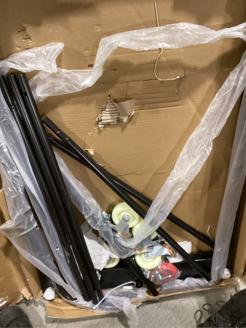 Condition photo showing As Is for 1800 LBS Capacity Folding Table Cart, GarveeTech Heavy Duty Table Trolley with 5 in Swivel Wheels, Black Desk Trolley for Garage, Home, Warehouse, 10 Table Capacity