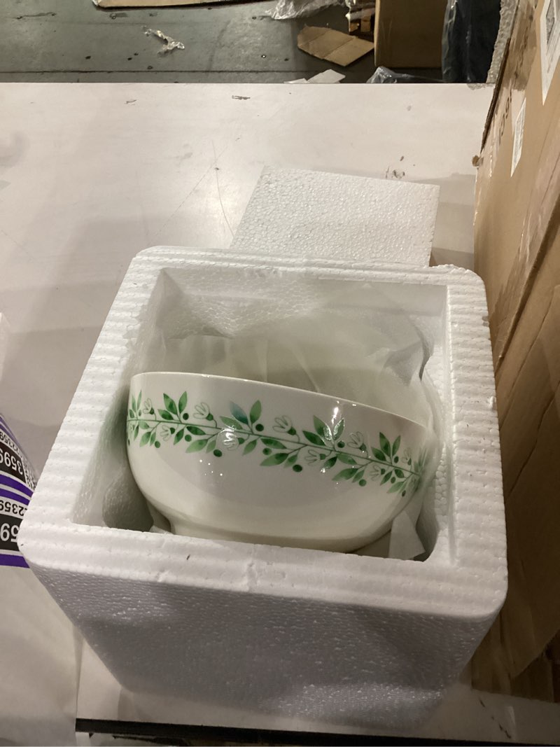 Condition photo showing New/Like New for 12 Pcs Vintage Green Floral Ceramic Dinnerware Set Service for 4 Elegant Green Plates Bowls Set for Kitchen Daily Use Christmas Party, Microwave Dishwasher Safe