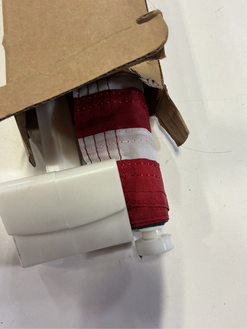 Condition photo showing New/Like New for JRED 2 Pack Car Flags 12x18 Inch, American Flag for Cars Window With Flagpole Mount, 210D Embroidered Stars USA American Car Flag Window Clip, for Most Vehicle Window Car Flag - 12x18 Inch