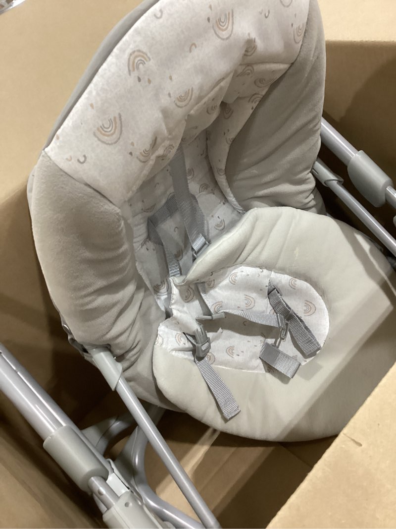 Condition photo showing Good Condition for graco slim spaces compact baby swing, space saving portable bay swing with height adjustable legs & soft toys, reign