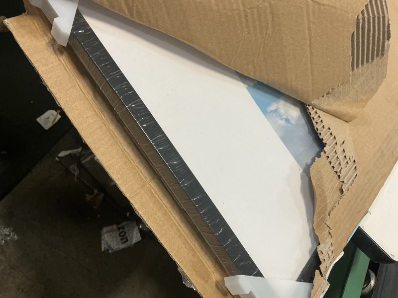 Condition photo showing As Is for upsimples 13.5x40 picture frame, display pictures 10x30 with mat or 13.5 x 40 without, wall hanging panoramic frames, black, 1 pack black 13.5x40