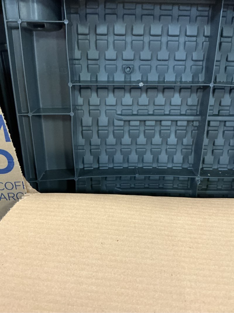 Condition photo showing Good Condition for suncast 73 gallon medium resin wicker indoor/outdoor storage box for garden tools, pool accessories, and patio cushions, cyberspace