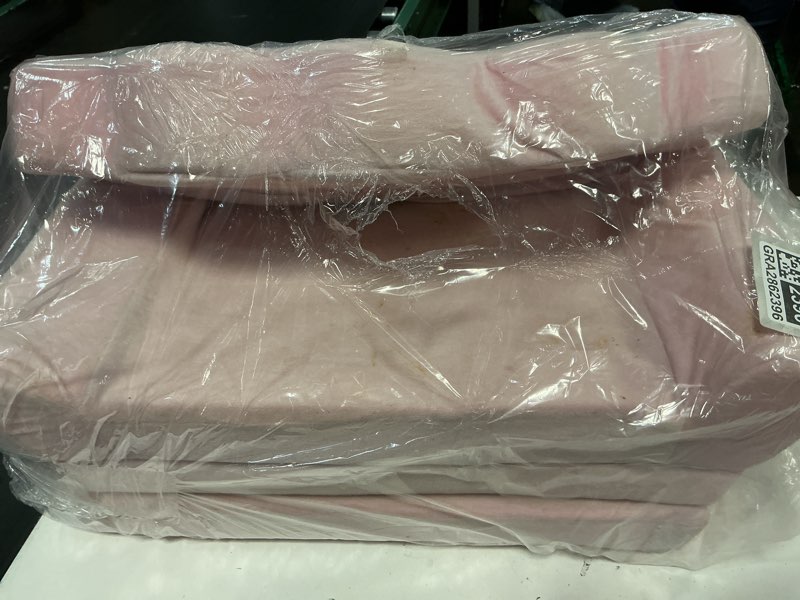 Condition photo showing Good Condition for (Used)Crown Kids Sofa Bed with Removable Washable Cover & Magic-Tape Backrest – Foldable Toddler Chair, Cozy Crystal Velvet Furniture for Playtime, Naps & Travel(Light Pink, Crown) Crown-pink
