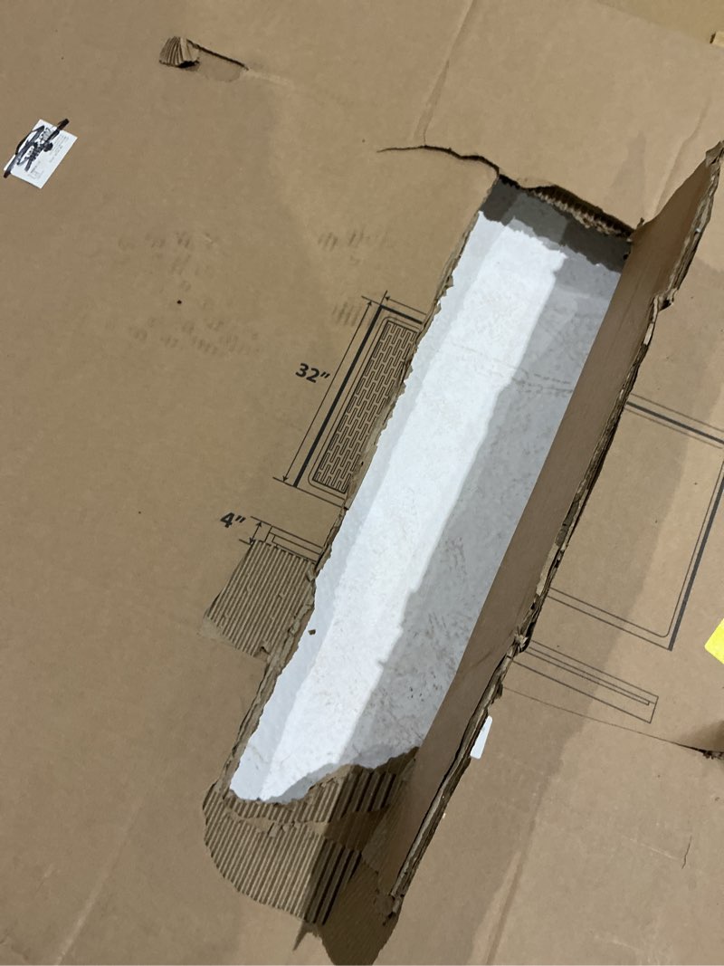 Condition photo showing Good Condition for morvano 32 x 60 x 4 shower base with single threshold rectangular left drain location shower base in glossy white, acrylic shower pan with black stainess steel cover, left drain matte black, left drain 60'' * 32''