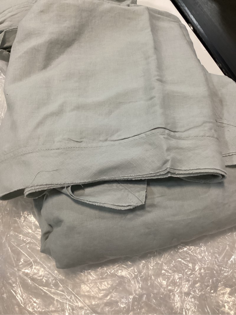Condition photo showing As Is for european linen double flange deluxe bedding bundle, king, mist