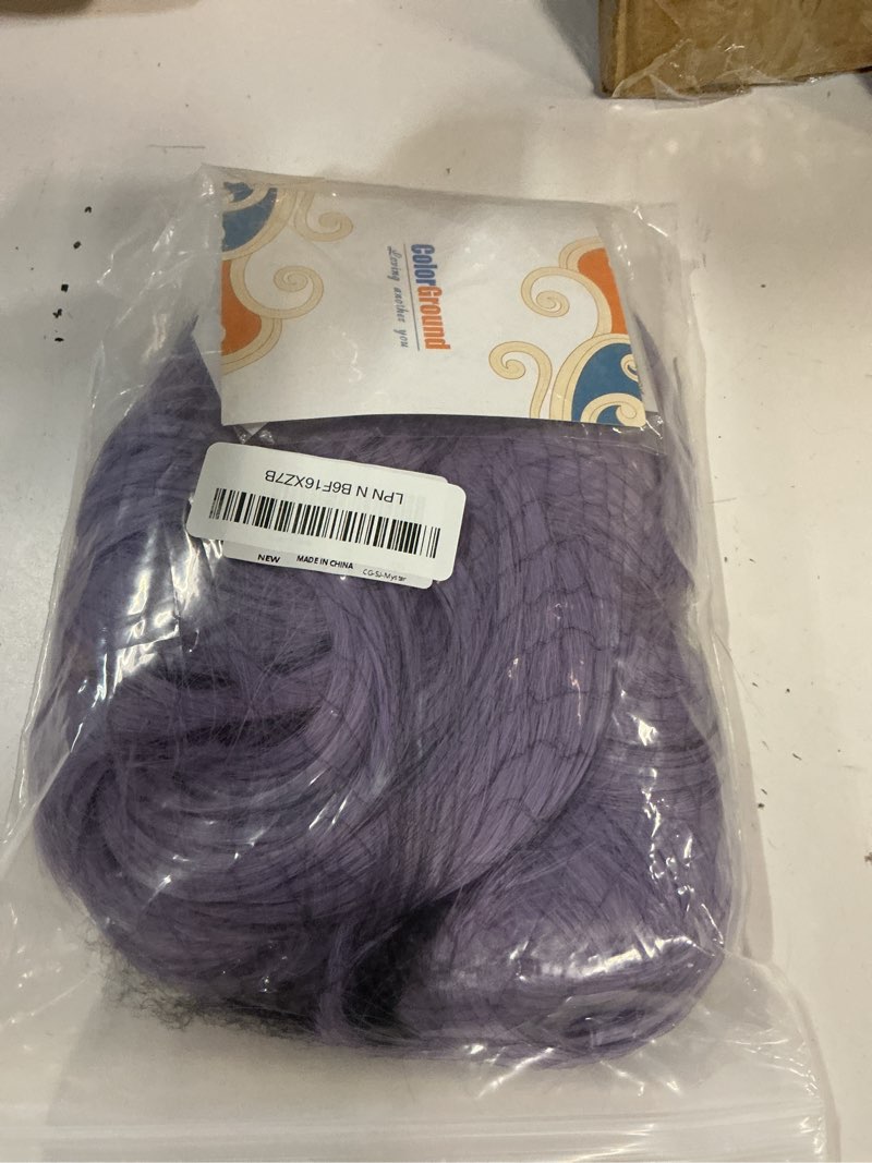 Condition photo showing Good Condition for colorground short light purple cosplay wig for adults halloween party