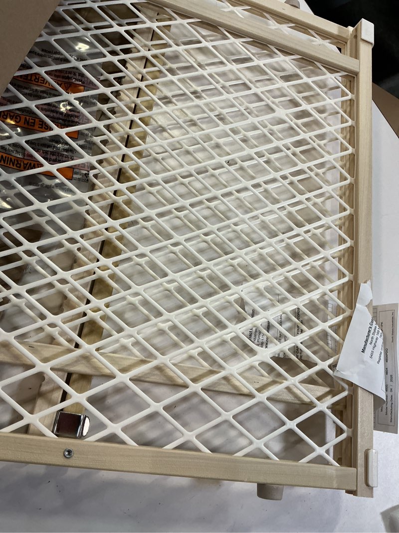 Condition photo showing Good Condition for north states easy adjust diamond mesh pet gate  white  wood  26.5  - 42  x 23