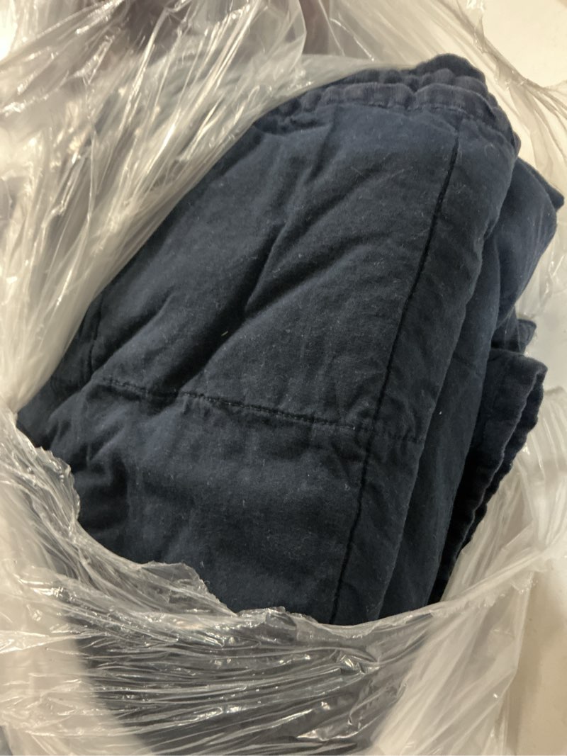 Condition photo showing Good Condition for wdcozy 100% cotton twin size quilt set - navy blue striped pick stitch soft lightweight bedspread, textured like linen, farmhouse country rustic coverlet, shabby chic gauze bedding, 2 pieces